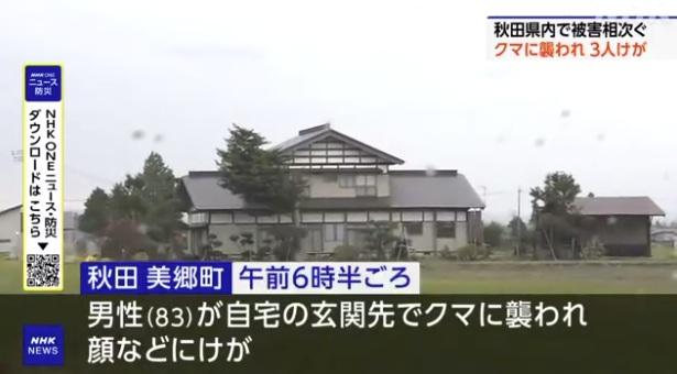 秋田縣美鄉町熊襲現場。(互聯網)