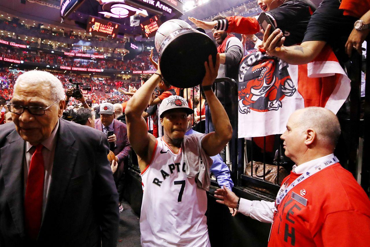 萊利(Kyle Lowry)在2019年多倫多速龍奪得NBA總冠軍,當時是球隊主力之一。(路透社)