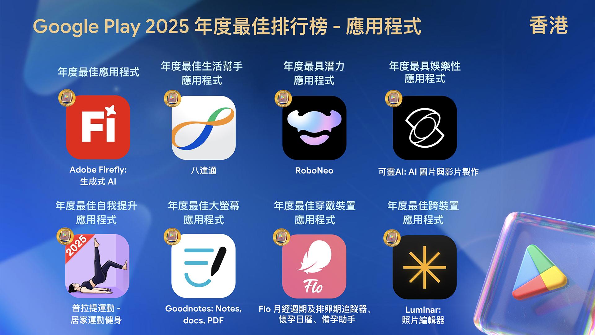 Google Play年度最佳應用程式排行榜。