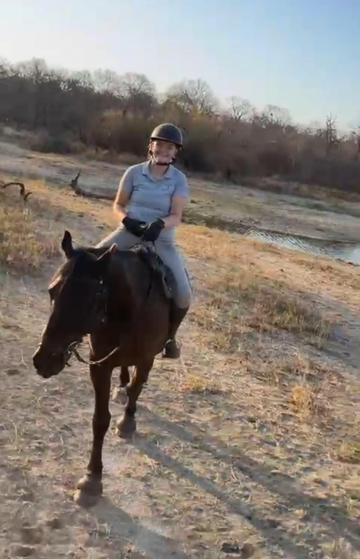 博伊上月在南非參加騎馬活動時,遭獅子飛撲突襲。(互聯網)