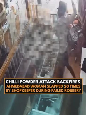 店主反擊,瘋狂掌摑女子。(互聯網)