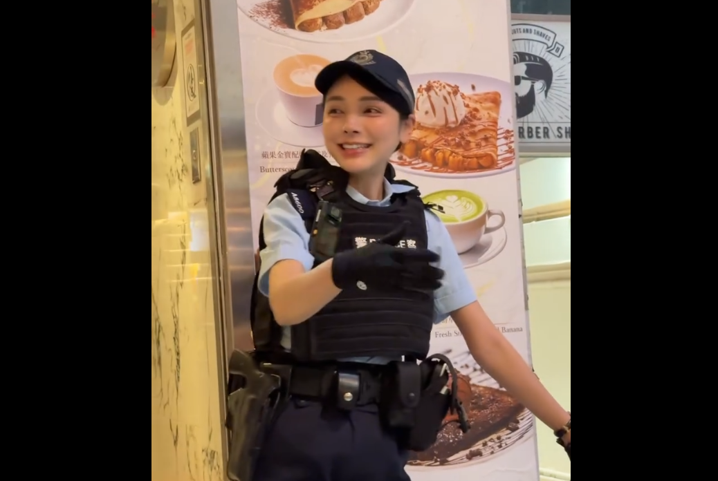 仙氣女警現身蘭桂坊(Threads影片截圖)