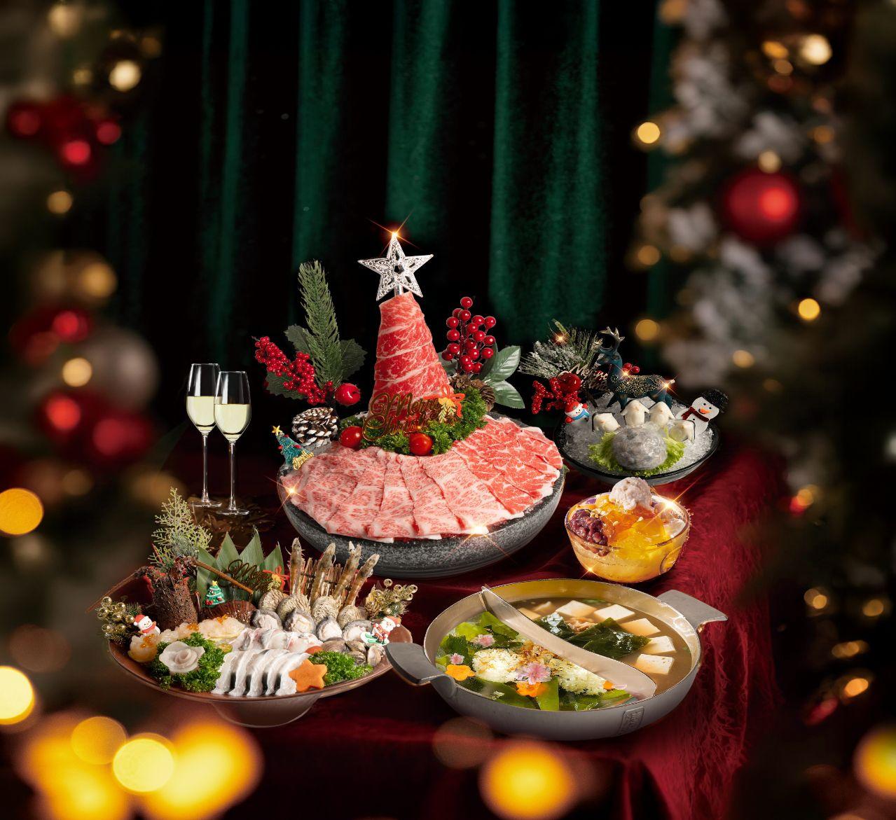 冬日懷石聖誕盛宴(節日2人餐$798,節日4人餐$1598,均包括「皇牌至尊鹿兒島和牛三拼肉肉聖誕樹」。)