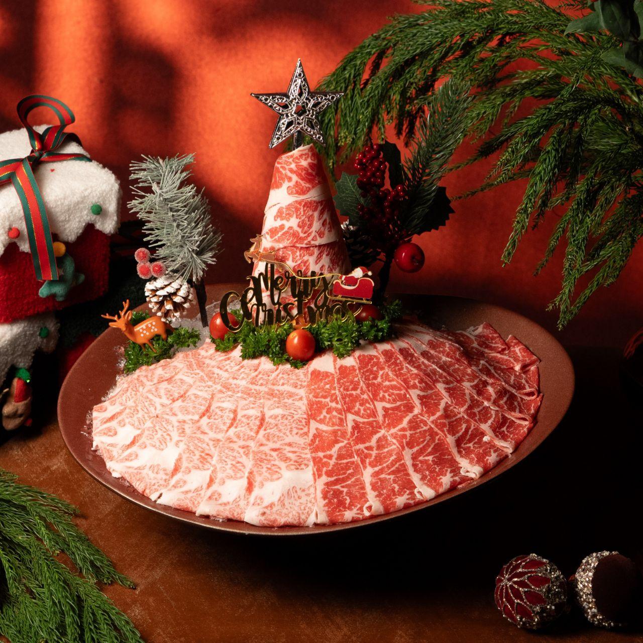 皇牌至尊鹿兒島和牛三拼肉肉聖誕樹(例牌原價$468,優惠價$368:大份原價$668,優惠價$568)