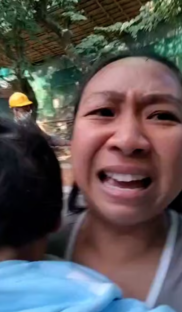 大埔宏福苑五級火,於宏福苑工作的菲傭Nerrissa Catabay初期得知起火後,隨即抱幼主BB狂跑23層樓,最終平安逃離到地面,她開直播通知在附近工作的其他鄰居及同鄉盡快離開。(影片截圖)