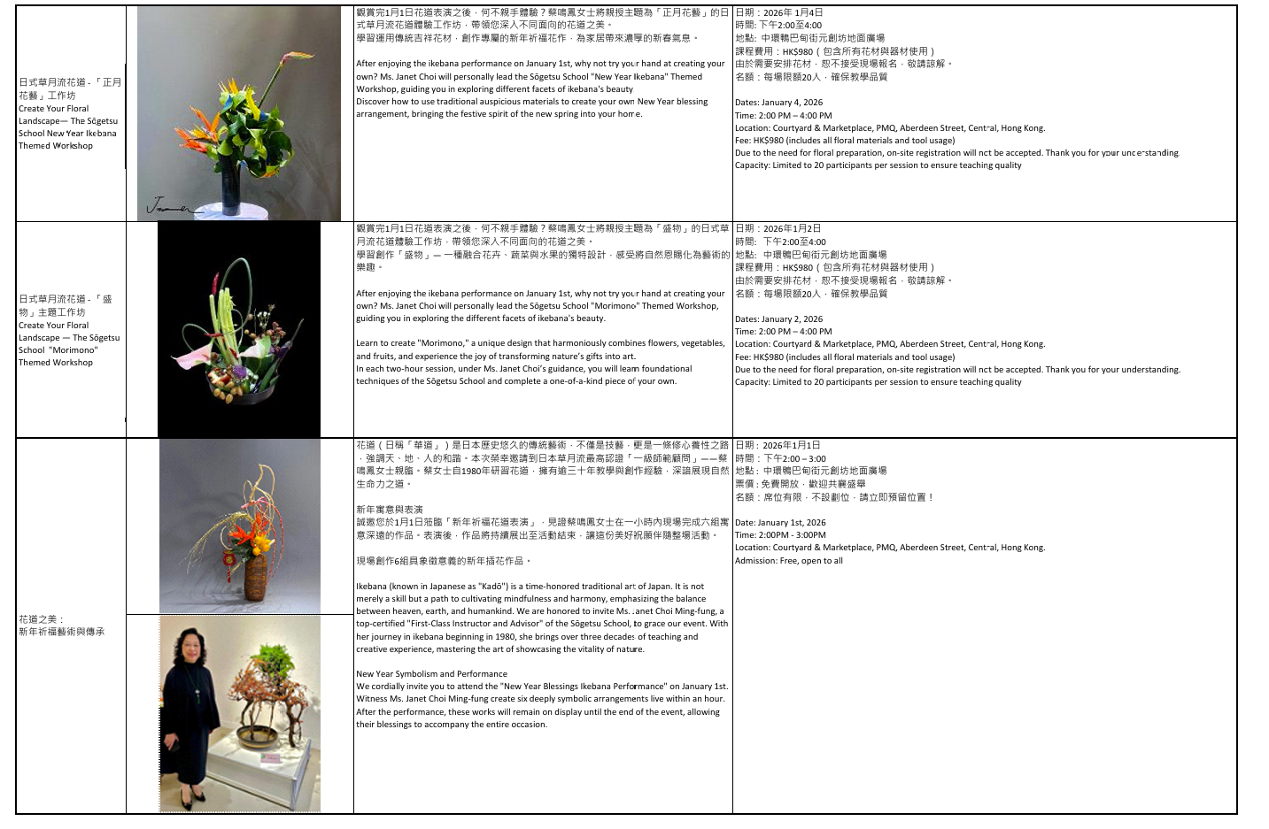 「和匠心傳」Wa!CraftLink 2025 工作坊詳情、日期及時間一覽: