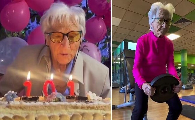 拉薩每日做gym舉鐵,誰看得出她已經101歲?(互聯網)