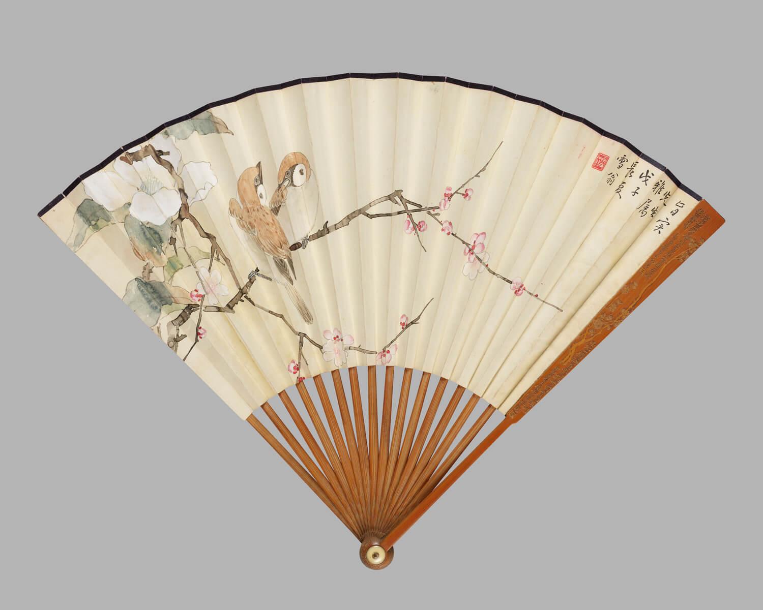 陳之佛作品《花卉雙雀》。