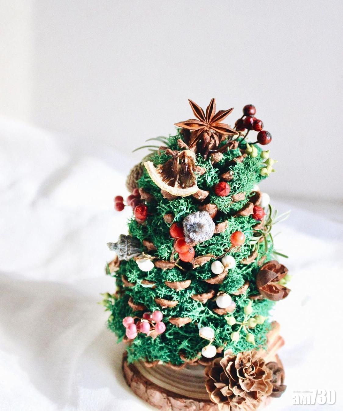 聖誕花環掛滿松果,簡單掛在門上已經能增添家中的「聖誕感」。(Instagram@bumblebee.flowers)