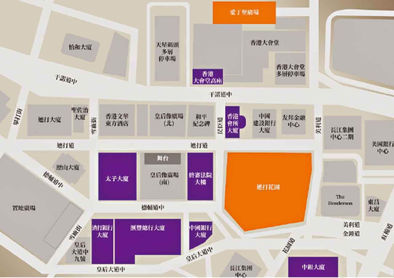 八幢地標(紫色)上演光影匯演。