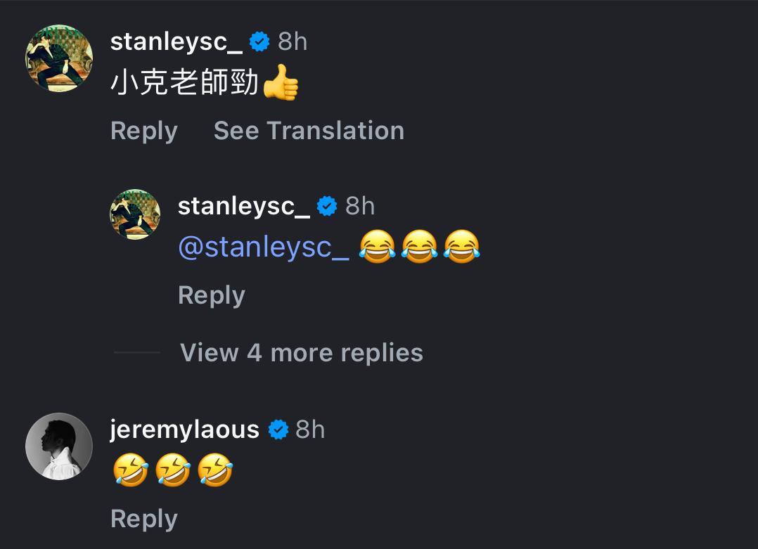 Jer自己都留下笑到喊emoji,Stanley大讚小克老師勁。