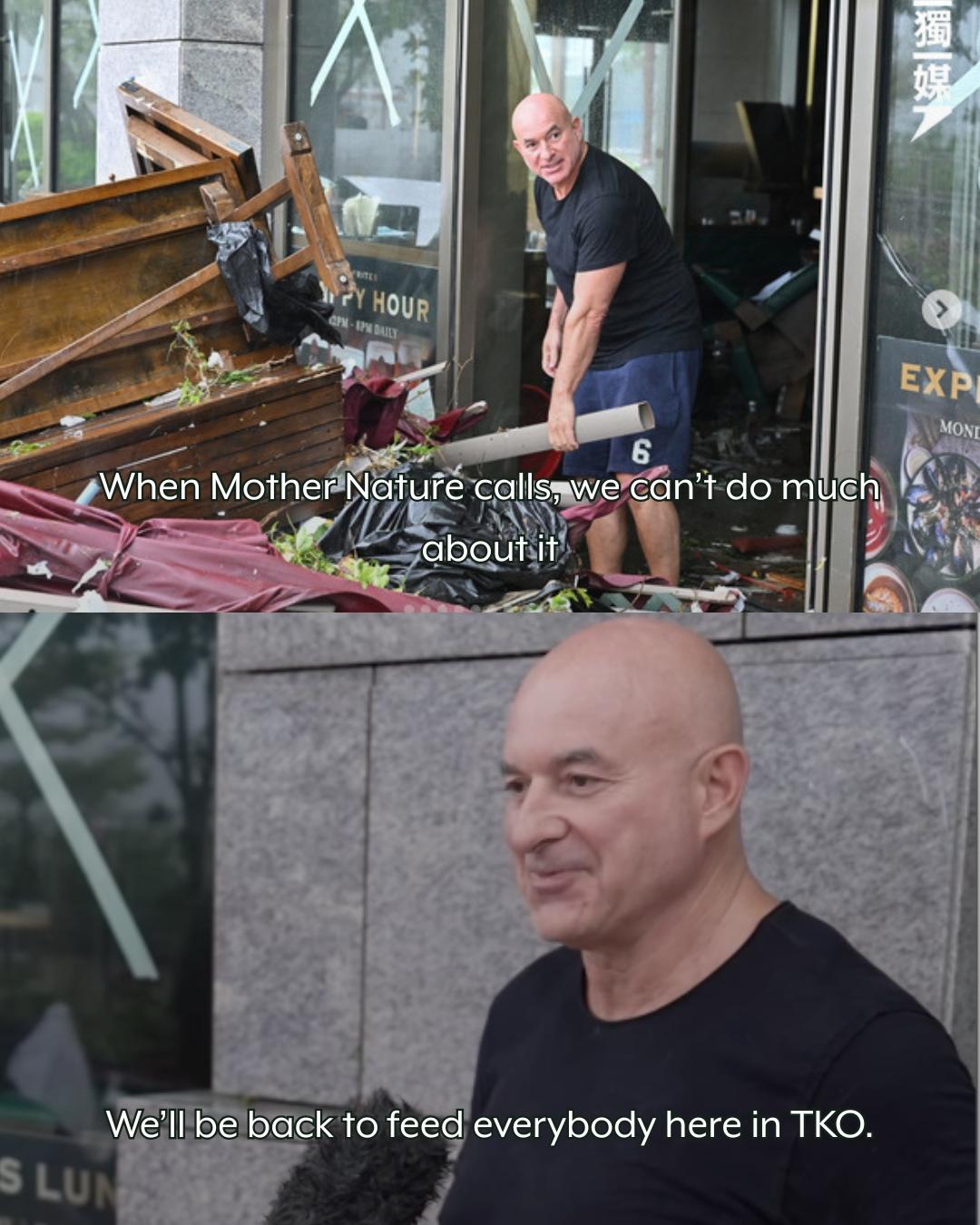 被樺加沙吹毀的FRITES,店主Viviano Romito其後發文。(FB@FRITES)