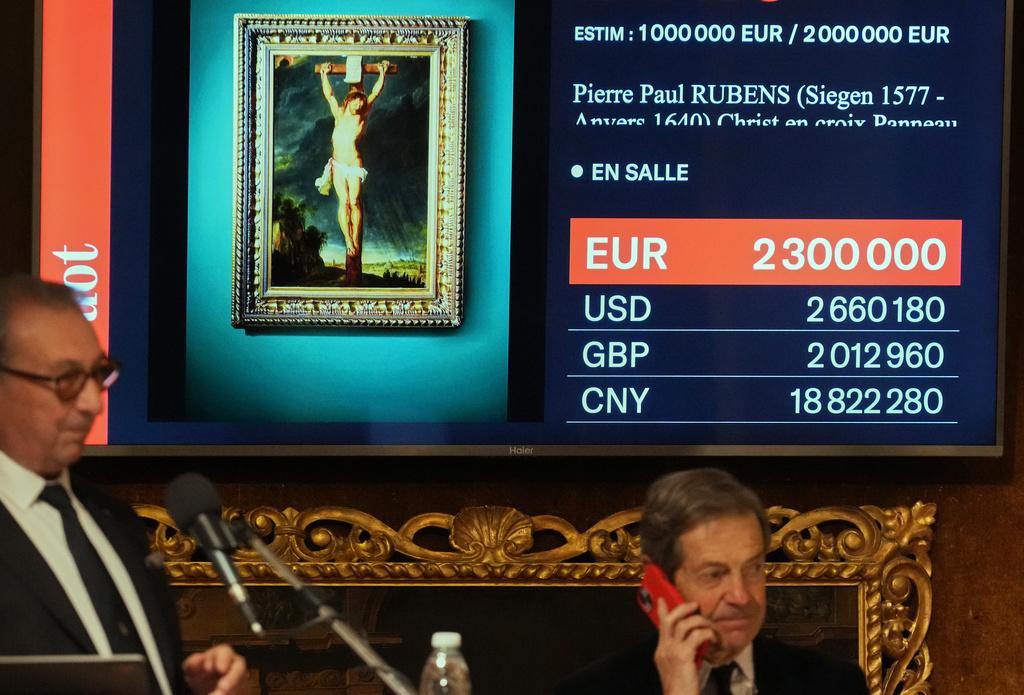 魯本斯(Peter Paul Rubens)耶穌受難畫作「Crucifixion of Jesus Christ」失傳400年後巴黎重見天日 拍賣230萬歐元成交。(美聯社)