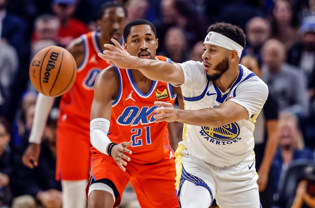 雷霆124:112擊敗勇士。(美聯社)