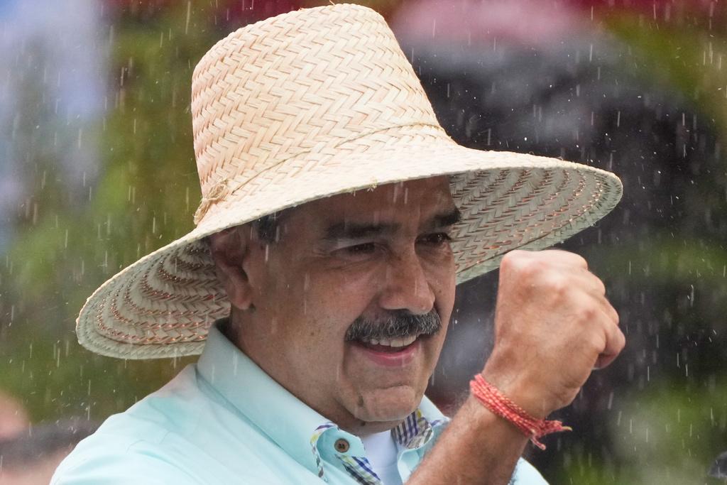 委內瑞拉總統馬杜羅周三在首都卡拉卡斯出席政治集會。(美聯社)