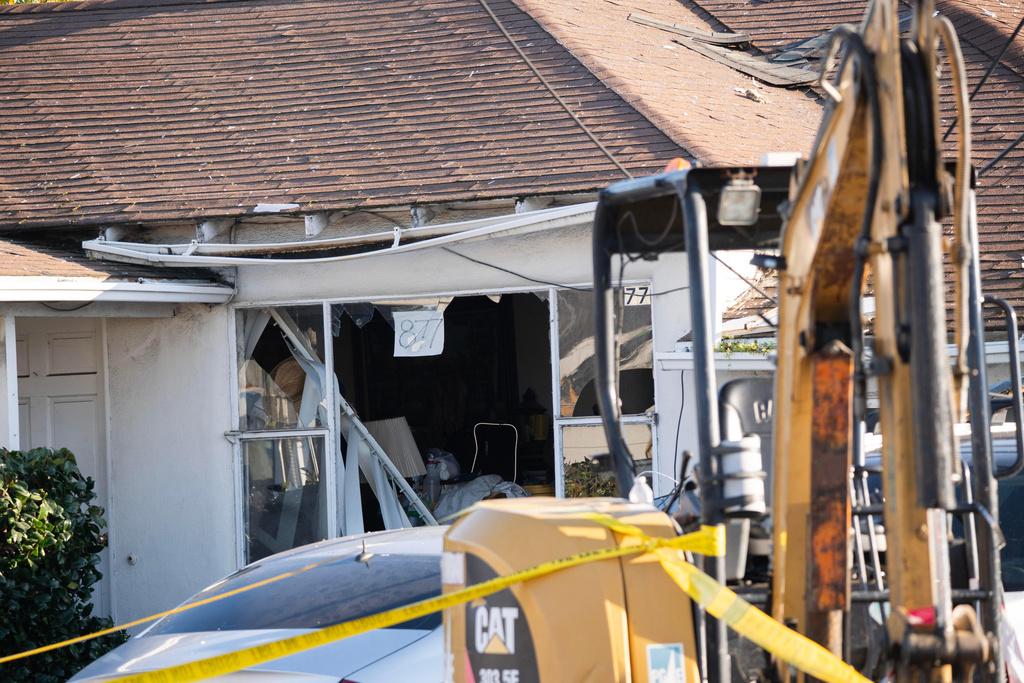 美國加州希活住宅區嚴重氣體爆炸。(美聯社)