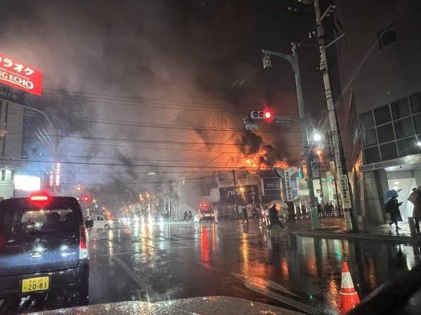 日本北海道函館五稜郭附近大火。(網上圖片)