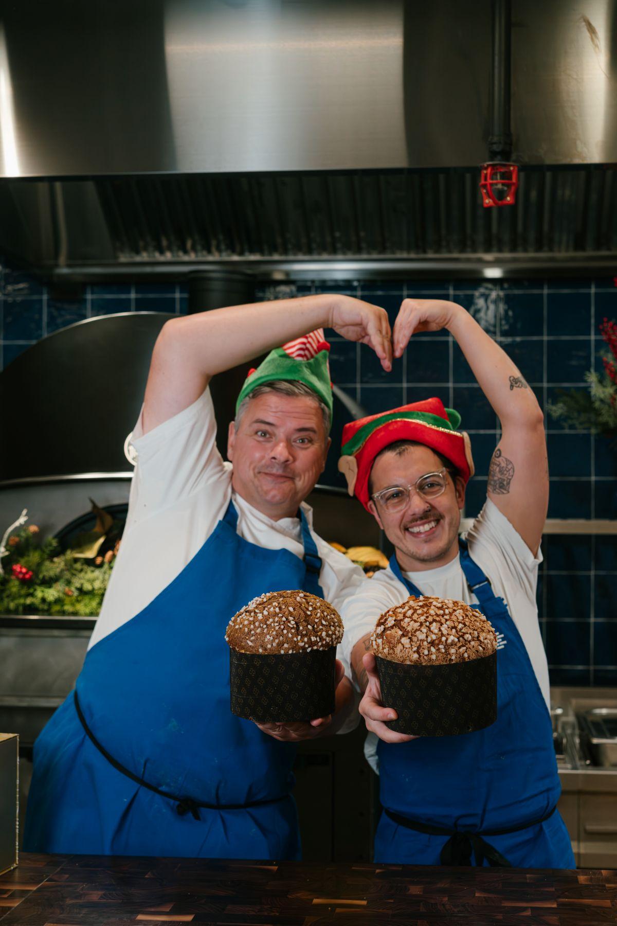 創辦人Grégoire Michaud(左)找來多次榮獲澳洲聖誕麵包獎項的Jonny Pisanelli(右),特製Panettone及聖誕牛角酥麵包。
