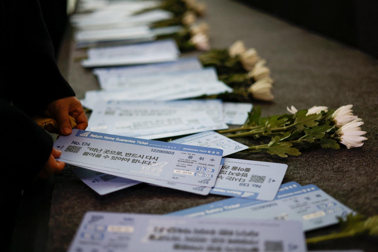 濟州航空空難一周年,務安國際機場舉行追悼式。(路透社)