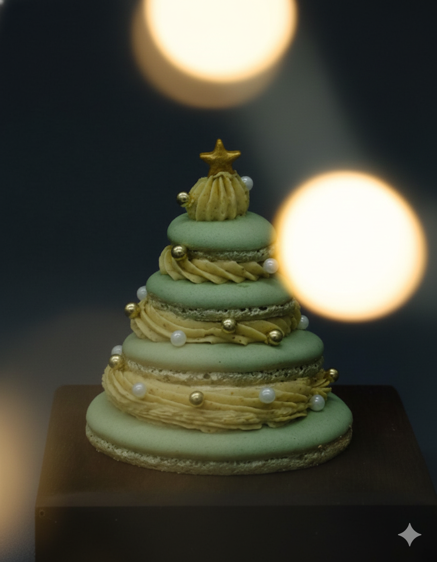 Namu Dessert x Morethan Dessert 聯手推出開心果聖誕樹造型馬卡龍。