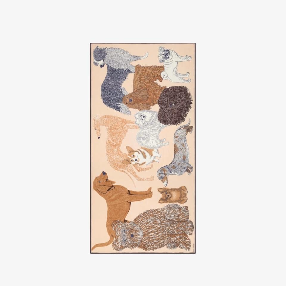 INOUI EDITIONS狗狗圖案插畫絲巾 $1,695