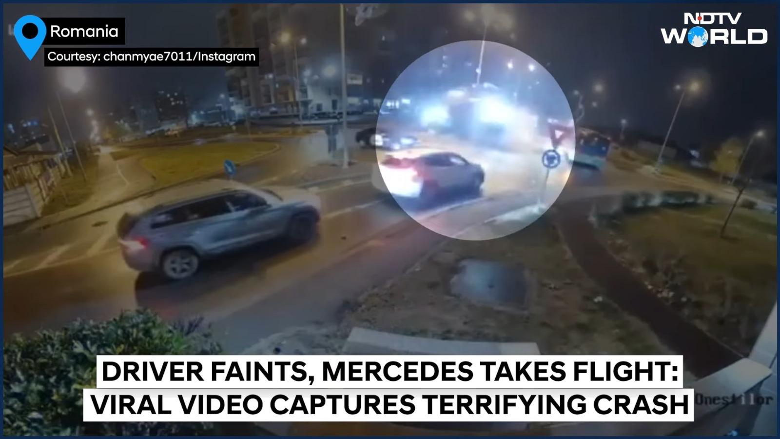 汽車高速在空中迎面而來。(影片截圖)