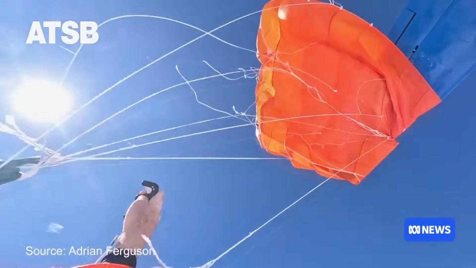 澳洲跳傘意外︱P1花了不到一分鐘的時間割斷了11條傘繩自救(影片截圖)