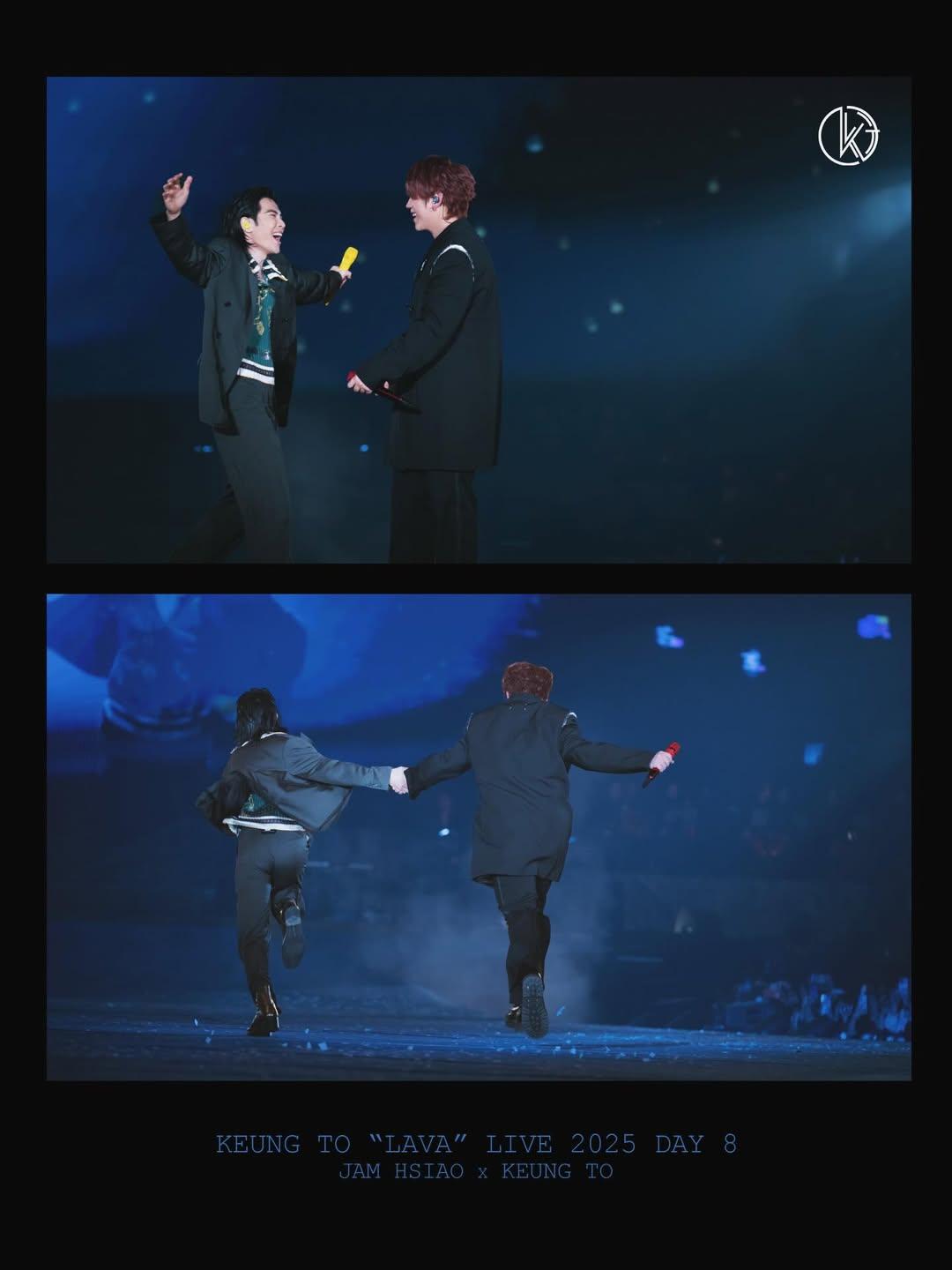 姜濤於聖誕節舉行第8場《KEUNG TO "LAVA" LIVE 2025》演唱會,請來偶像蕭敬騰擔任嘉賓。(截圖@Keungshowhkfanclub)