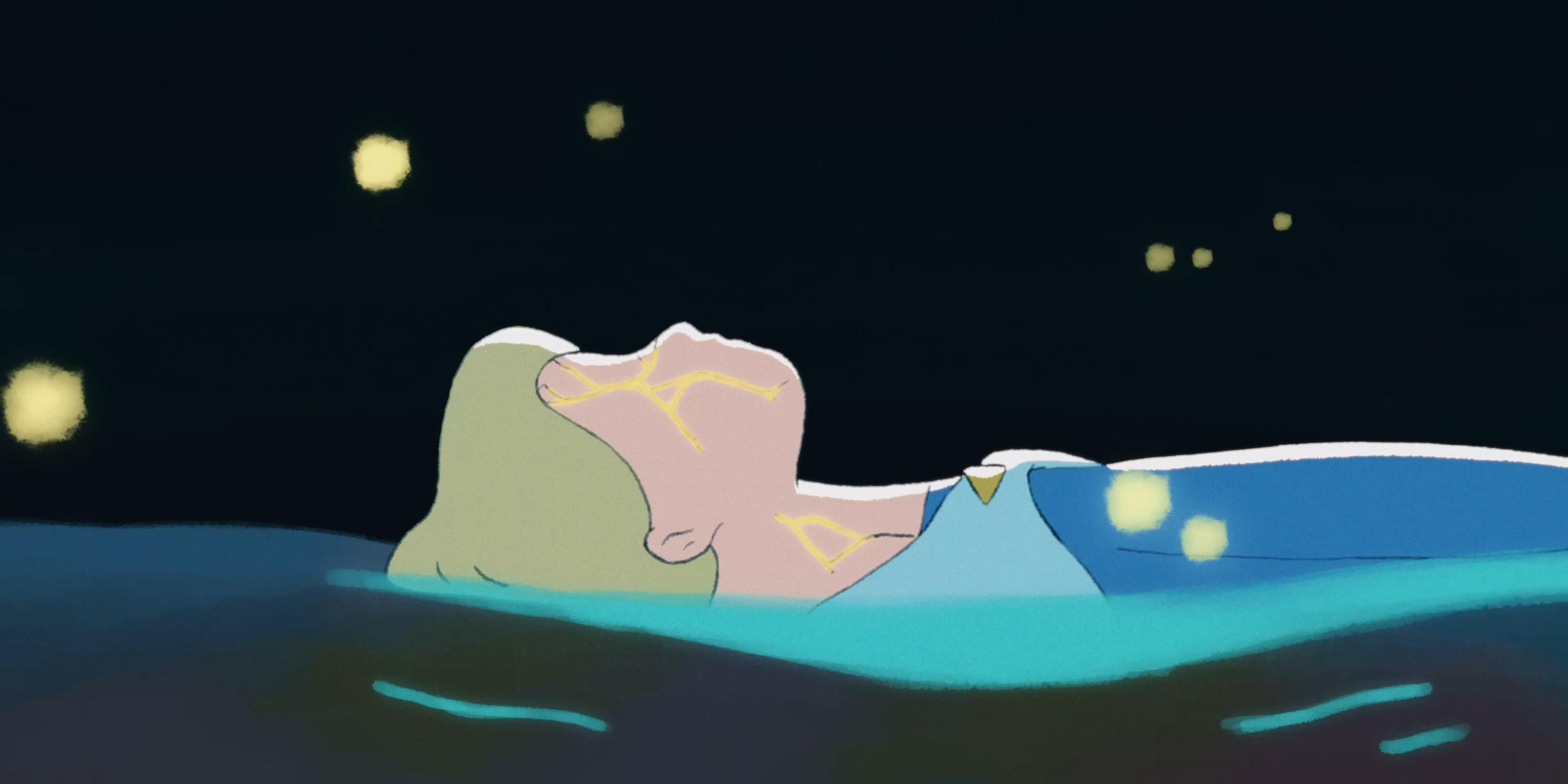 《今繼》MV的動畫男孩,再次失重摔倒,但已學懂與碎片抱擁。(MV截圖)