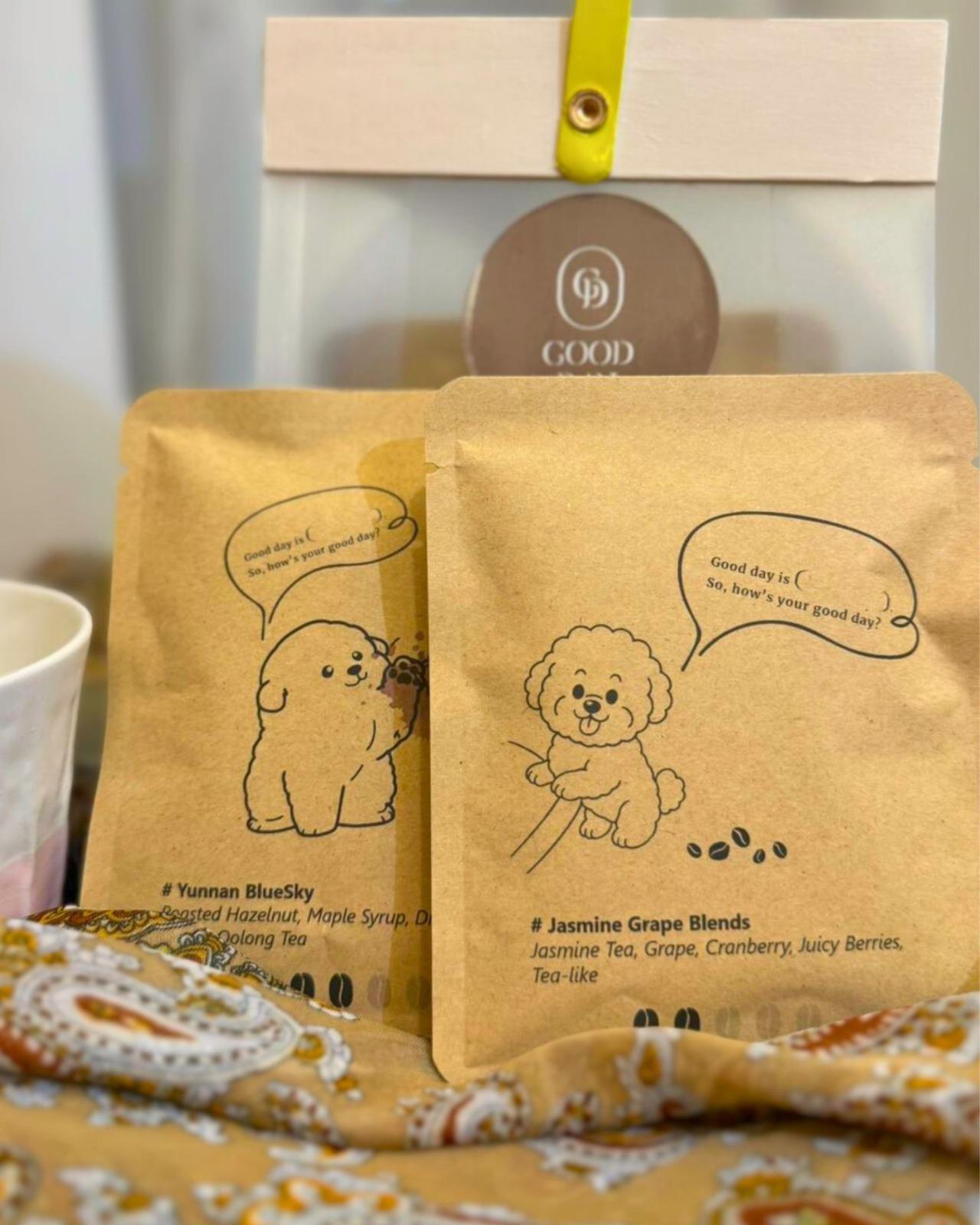 聖誕交換禮物推介|GOODDAY 胖胖小狗祝福掛耳包 肯亞 × 衣索比亞 × 雲南 (淺烘焙) $100