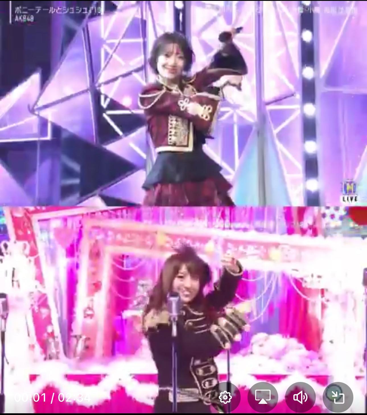 網民將大島優子在昨晚節目的片段跟昔日影片拿作比較。