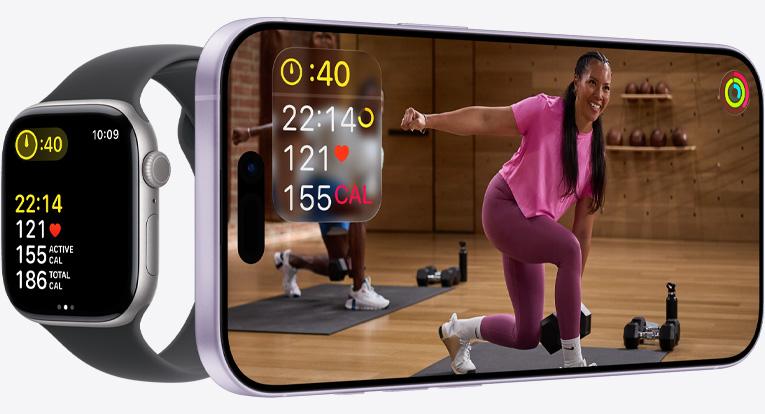 使用Apple Fitness+的運動數據可即時在iPhone及Apple Watch上顯示。