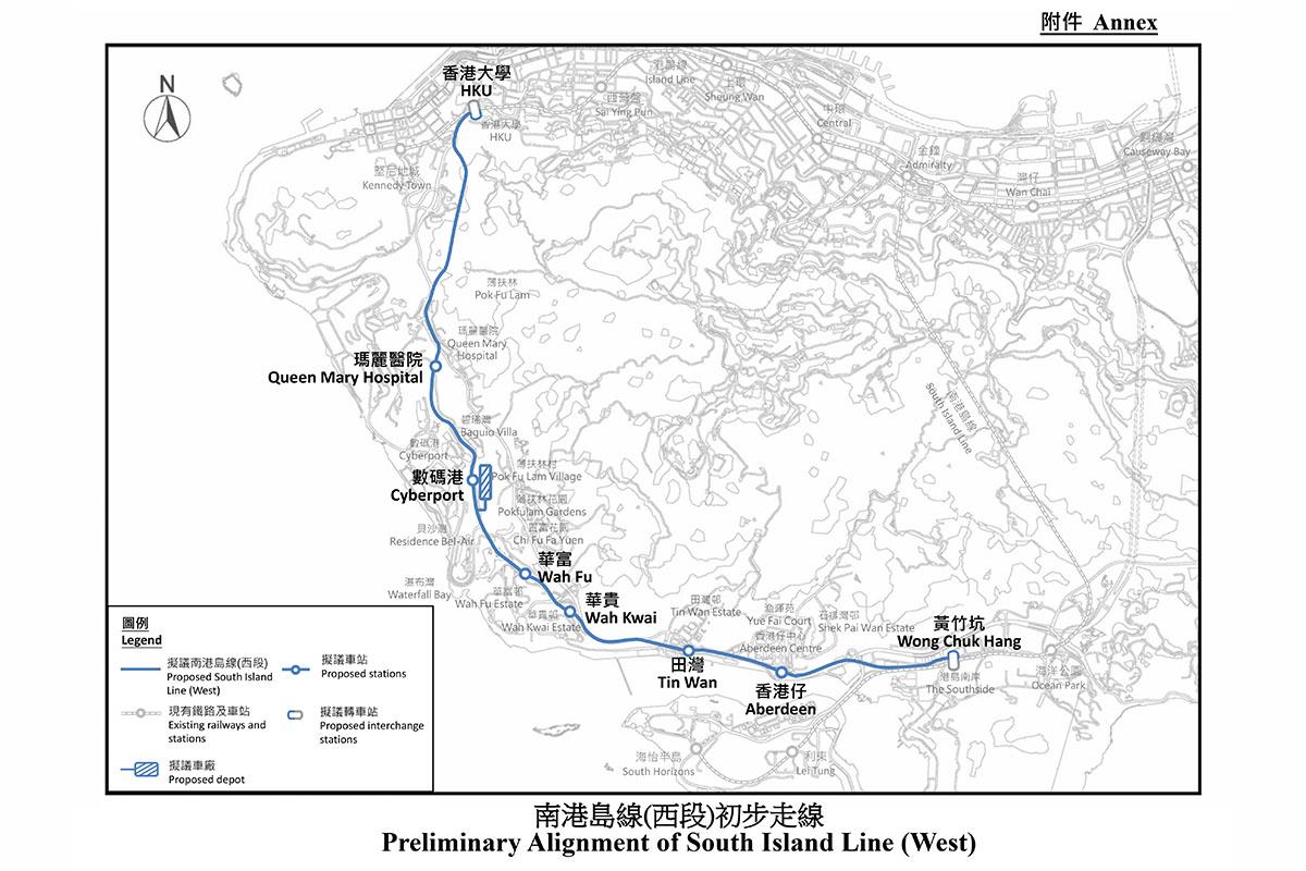 政府公布南港島線(西段)的初步走線,設有8個車站。(政府新聞處)