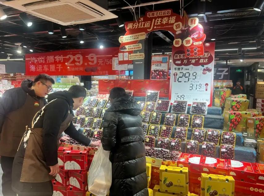 內地今年12月櫻桃批發價同比去年同期降幅普遍在15%至25%。(《北京日報》)