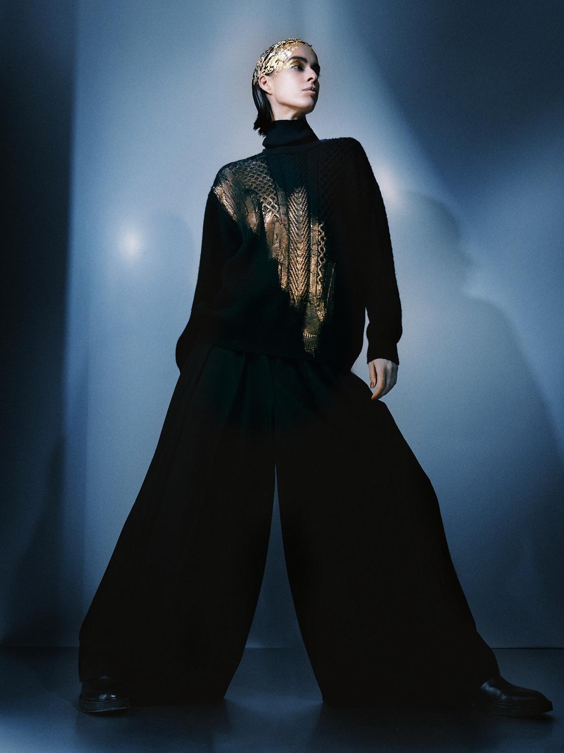 ATSURO TAYAMA金繼圖案針織上衣。