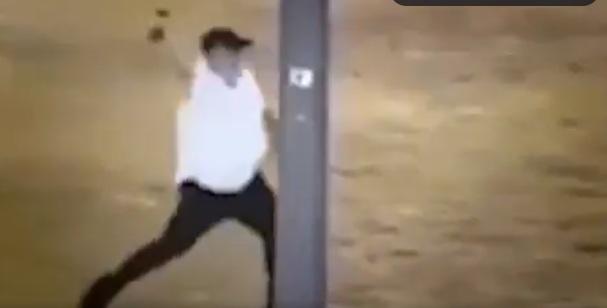 莫里森當日向槍手擲磚。(互聯網)