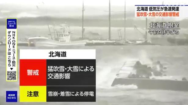 北海道根室海邊翻起大浪。(互聯網)