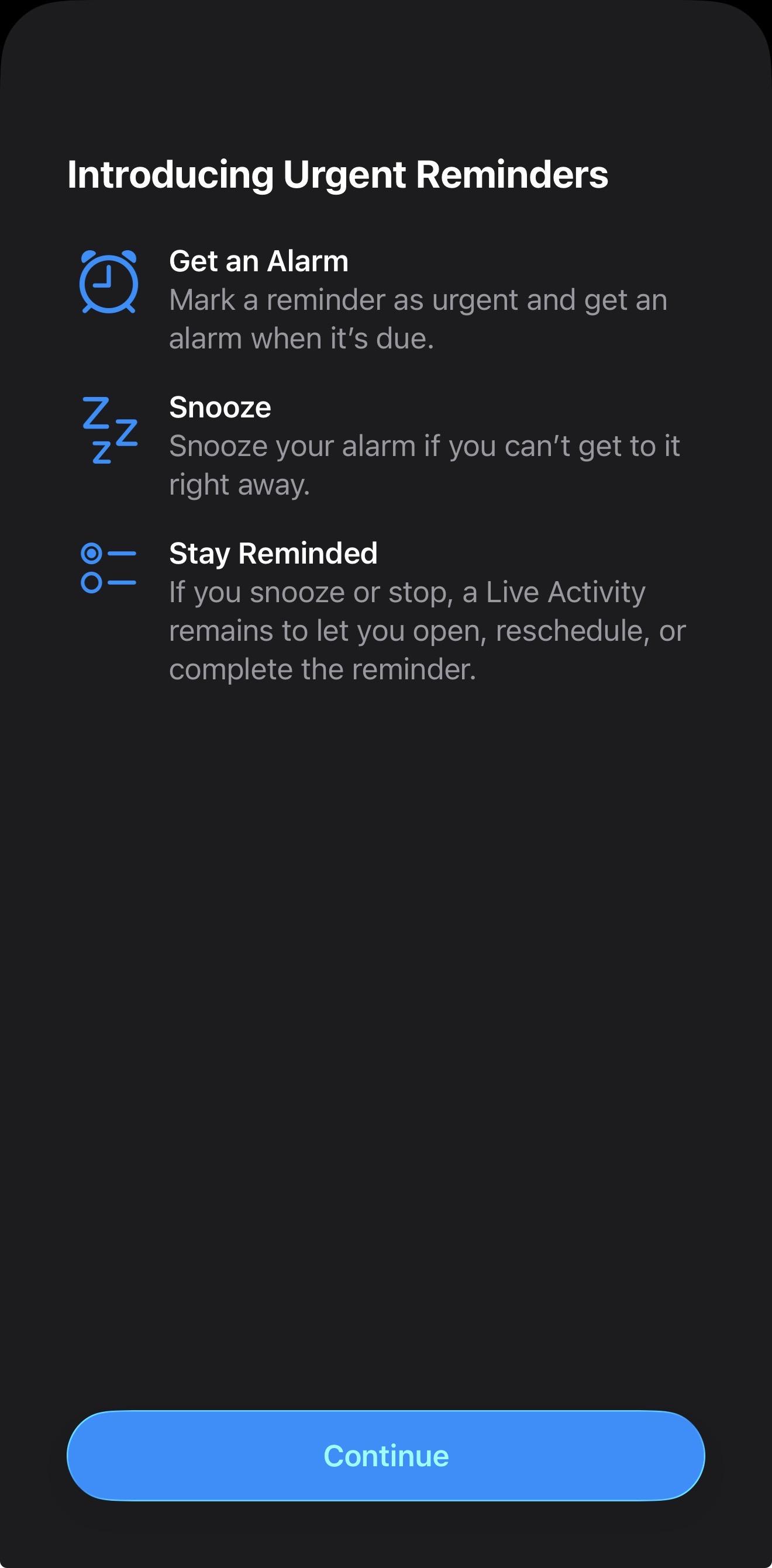 iOS 26.2|全新提醒鬧鐘可以為各項重要事項校定鬧鐘。