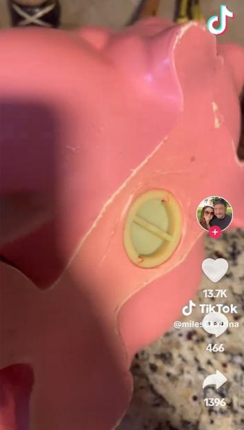 卡特里娜打開錢罌底部的塞子,看看裡面有甚麼。(互聯網)