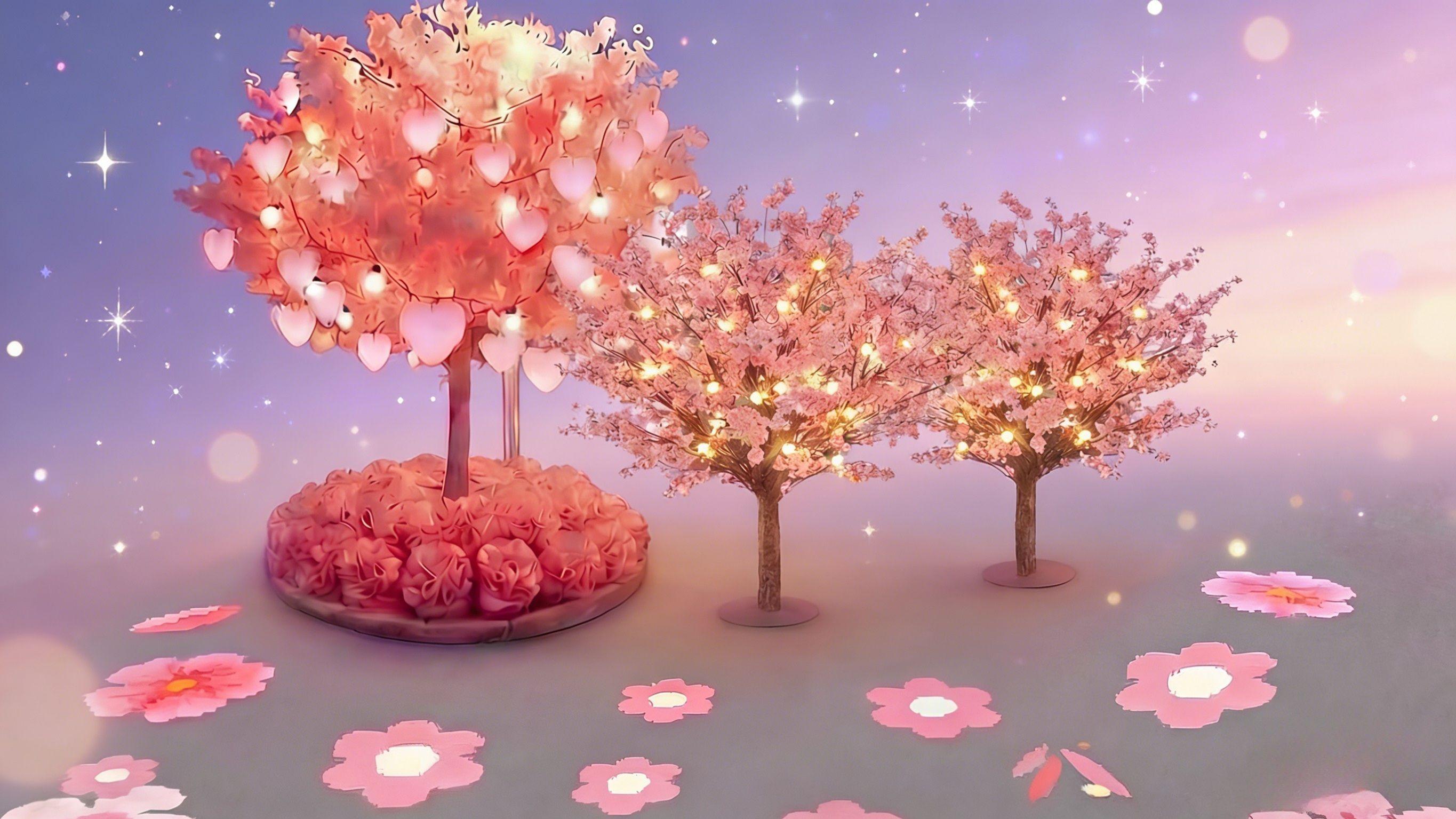 3.5米高「心心滿滿」祈願桃花樹