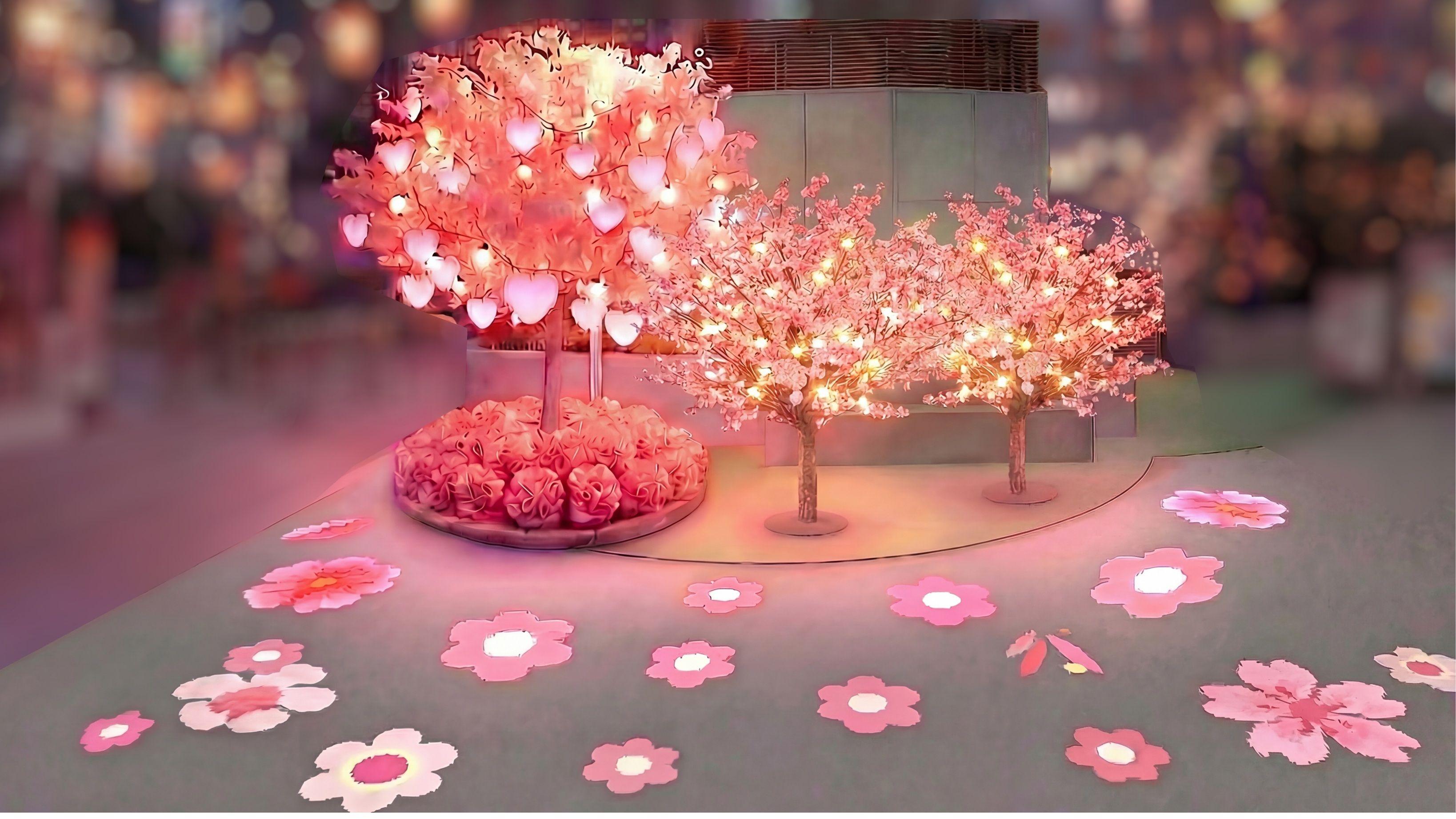 3.5米高「心心滿滿」祈願桃花樹