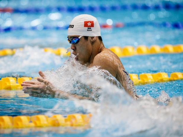 麥世霆在世大運男子200米蛙泳奪銀。(香港精英運動員協會)