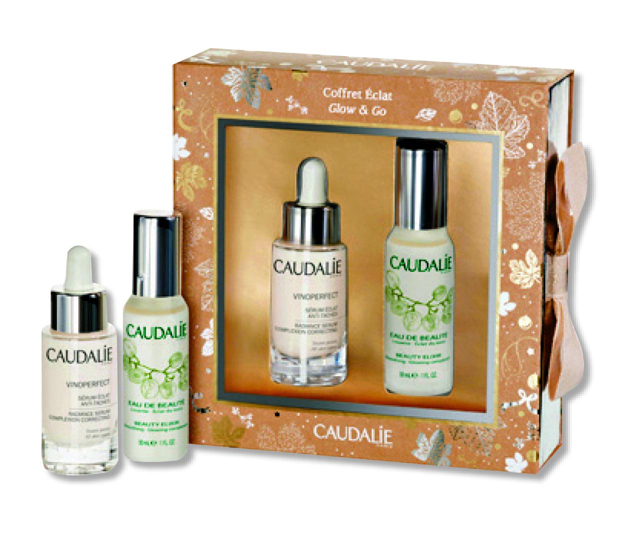 Caudalie以品牌最暢銷產品作組合:爽膚水為肌膚掃走暗啞倦容;精華液帶來容光煥發的肌膚。(b、2319 1006) 葡萄籽瞬間亮澤護理套裝 $510 葡萄籽活性爽膚水(30ml)及葡萄籽極緻完美精華液(30ml)