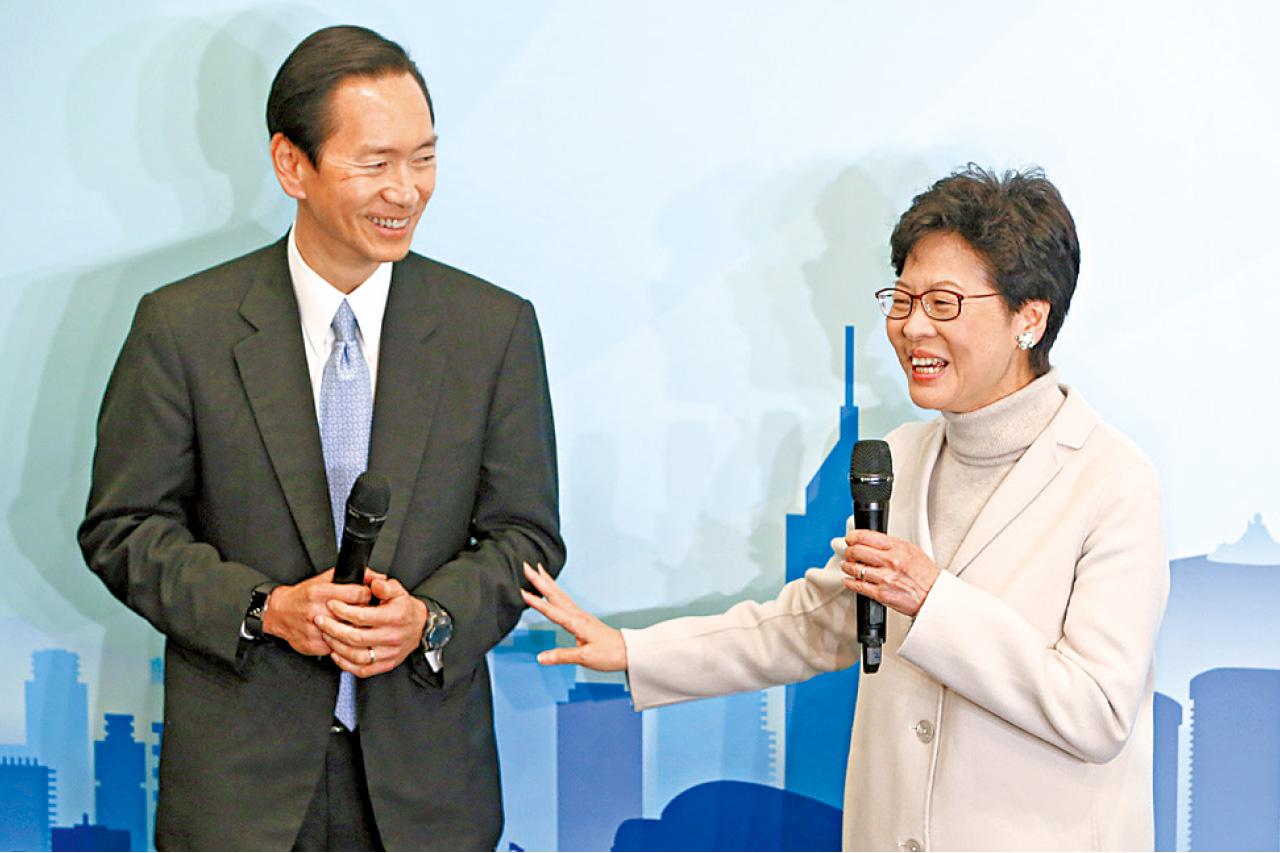 行會成員陳智思(左)出任林太競選辦主任。(陳奕釗攝)