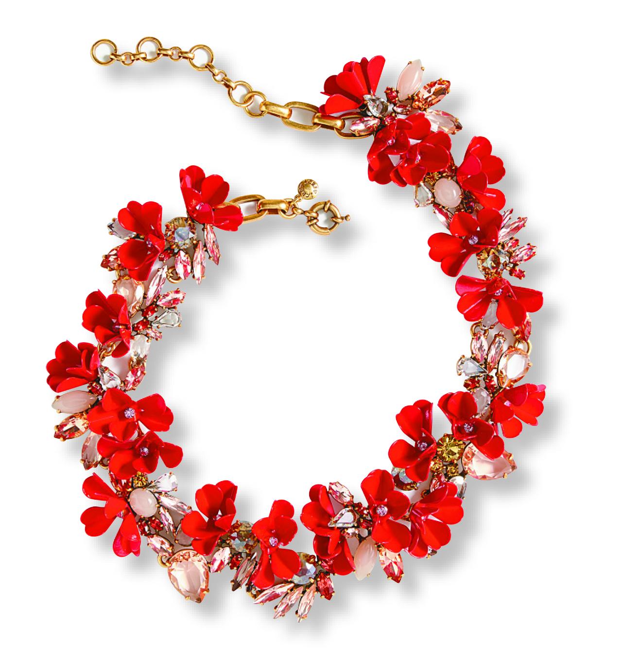 ■J.Crew 紅色花花項鏈
唔想由頭紅到落腳,一條紅色花花statement necklace,充滿春日感覺,搶眼又輕易過關。$1,480