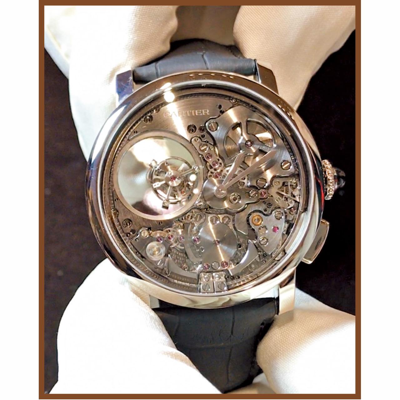 卡地亞Rotonde de Cartier三問報時雙重神祕陀飛輪腕錶。