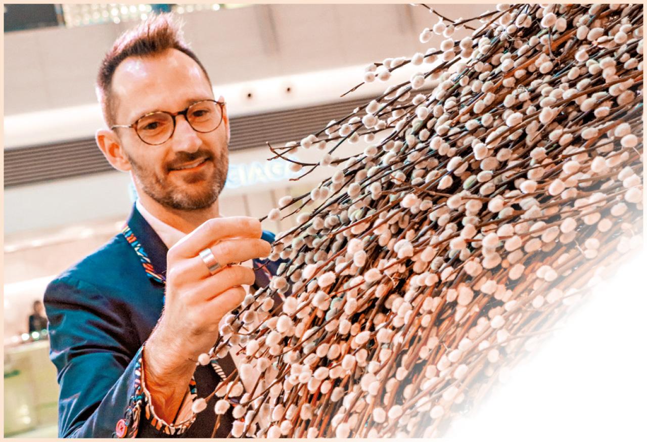 以耐放的銀柳作室內花藝布置,可存放至少一個月。