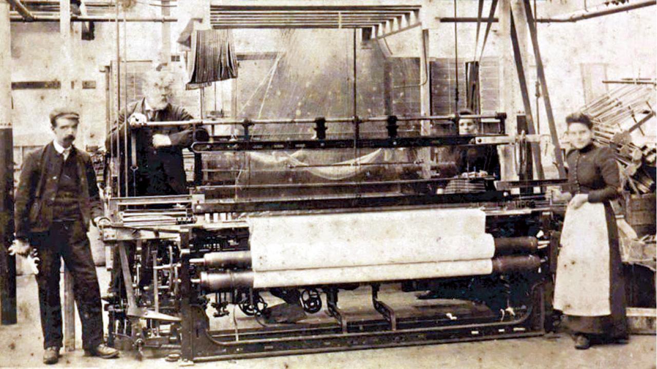 攝於1900年代的舊式Scottish Leno Gauze weave紡織機。