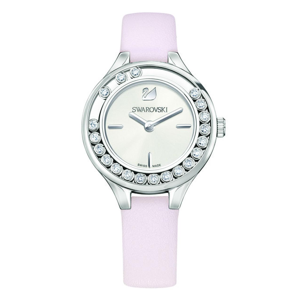 ★Swarovski 手錶
粉紅與白色營造優雅大方感覺,閃石沿錶盤擺動遊走,添加幾分跳脫。$3,500