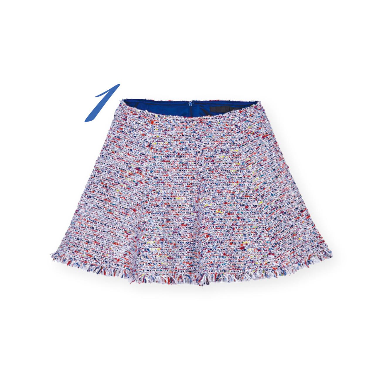 1. 彩色Tweed半截短裙,跟黑色白色亦十分合襯,早上醒來想不到穿甚麼上班,這就是百搭又得體之選。($899,Bread n Butter)